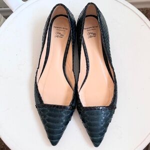 Pointed Snakeskin Ballet Flats Shoes Alexandre Birman for Saks 5th Ave size 38.5